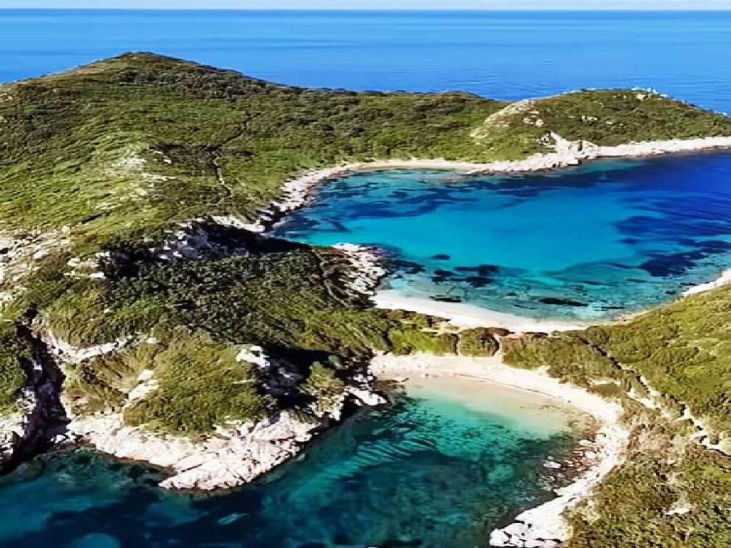 Porto Timoni double bay with turquoise sea, Corfu